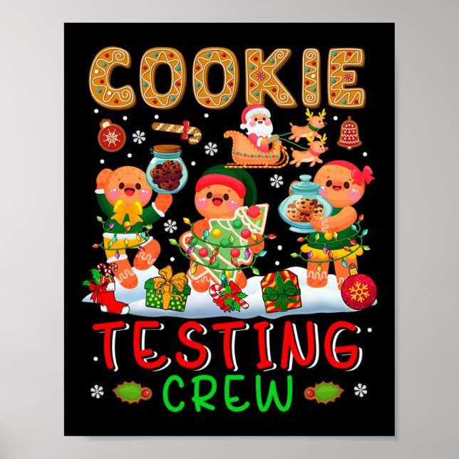 Cookie Testing Crew Xmas Tre Kakor Santa Släd Poster (Framsidan)