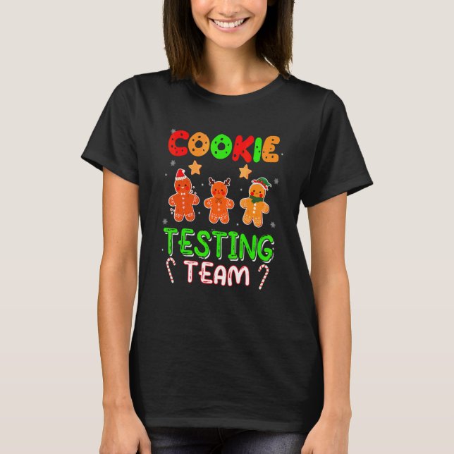 Cookie Testing Team Jul Tre Tomte Pepparkakor T Shirt (Framsida)