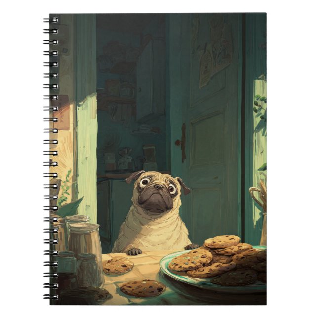 Cookie Thief Pug Spiral bärbar dator Anteckningsbok (Framsidan)