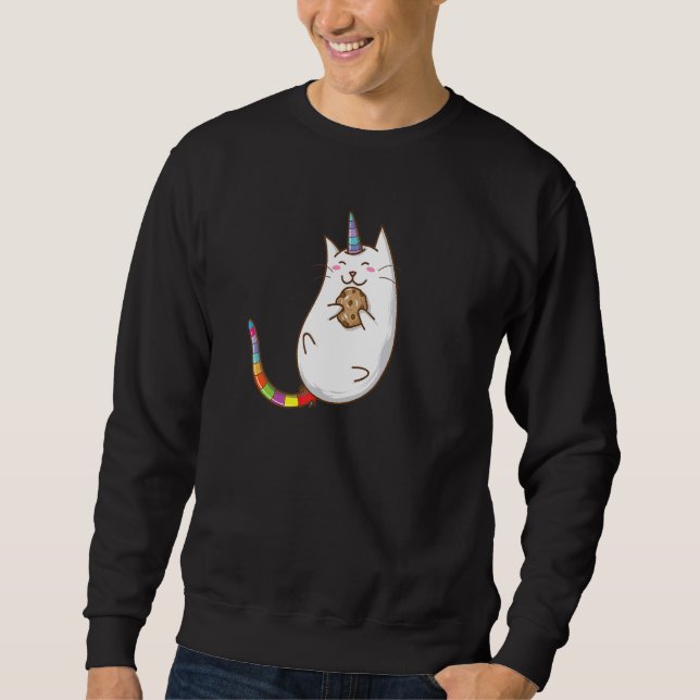 Cookie Unicorn Cat Lång Ärmad Tröja (Framsida)