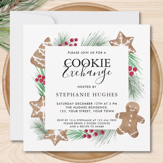 Cookie-utbyte för Helgdag av julfärg Inbjudningar (Skapare uppladdad)