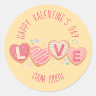 Cookie Valentine Treat Sticker Runt Klistermärke
