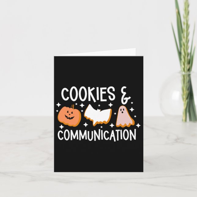 Cookies&amp; Communication Funny Halloween Design  Kort (Framsida)