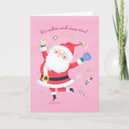 Cookies and Cocoa Time Cute Santa Helgdag Card Helgkort