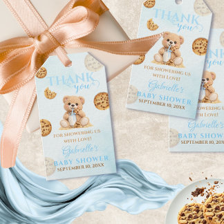 Cookies and Milk Baby Shower - Teddy Baby Shower Presentetikett