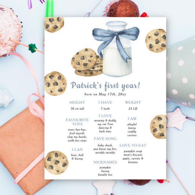 Cookies and Milk First Birthday Milestone Birthday Poster (Skapare uppladdad)