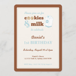 Cookies and Mjölk Birthday bjudande, Brown Inbjudningar