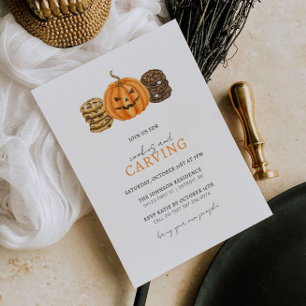 Cookies and Pumpkin Carving Party-inbjudan Inbjudningar