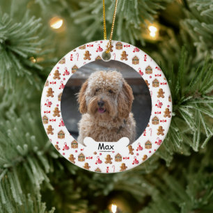Cookies Anpassningsbar Pet Puppy Hund Photo Julgransprydnad Keramik