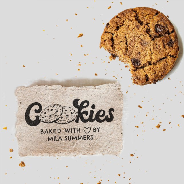 Cookies Bakade med Kärlek efter eget namn Självfärgande Stämpel (Skapare uppladdad)