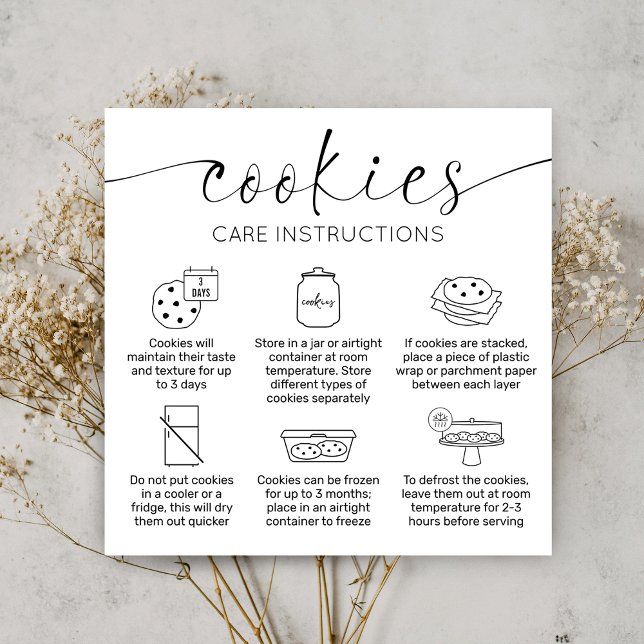 Cookies Care Card Elegant Script Minimal Thank You Fyrkantigt Visitkort (Skapare uppladdad)