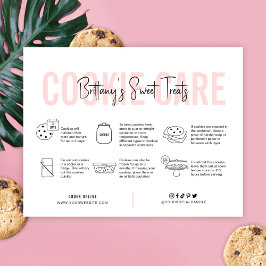 Cookies Care Guide Rosa Aesthetic Bakery Tack Kort