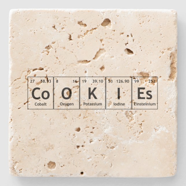 CoOKIEs Chemistry Periodic Bord Ord Inslag Underlägg Sten (Framsidan)