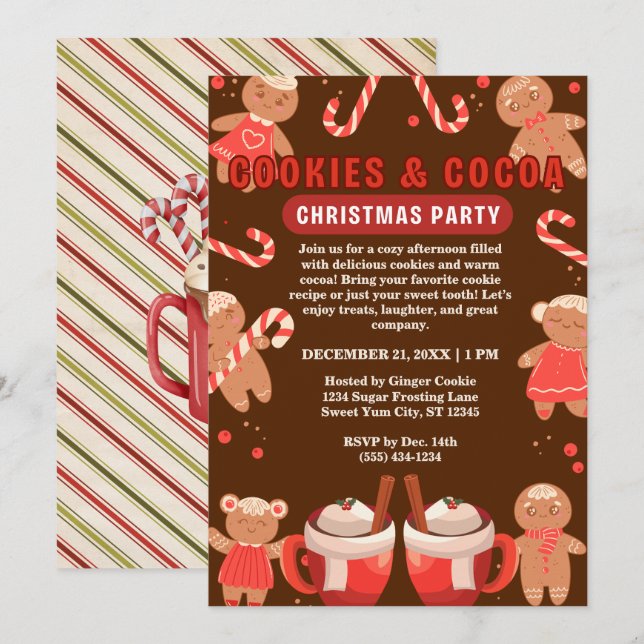 Cookies & Coca jul Brown Party Inbjudningar (Fram/baksida)