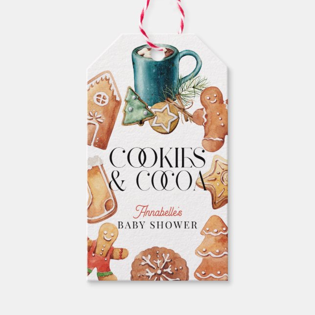Cookies & Cocoa Christmas Holiday Baby Shower Presentetikett (Framsidan)