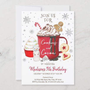 Cookies & Cocoa Hett Cocoa Winter Birthday Inbjudningar