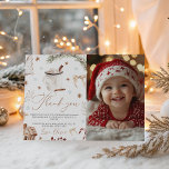 Cookies & Cocoa Photo Thank You Card Inbjudningar<br><div class="desc">Warm, cozy, and full of charm — this Cookies & Cocoa Thank You Card is the perfect way to thank guests for celebrating your little one’s winter birthday. Featuring hand-painted watercolor illustrations of a hot cocoa mug, gingerbread treats, winter greenery, bows, candy canes, and snowflakes, this sweet design pairs beautifully...</div>