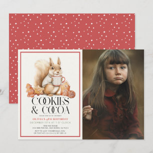 Cookies & Cocoa Squirrel Barn Birthday Photo Inbjudningar