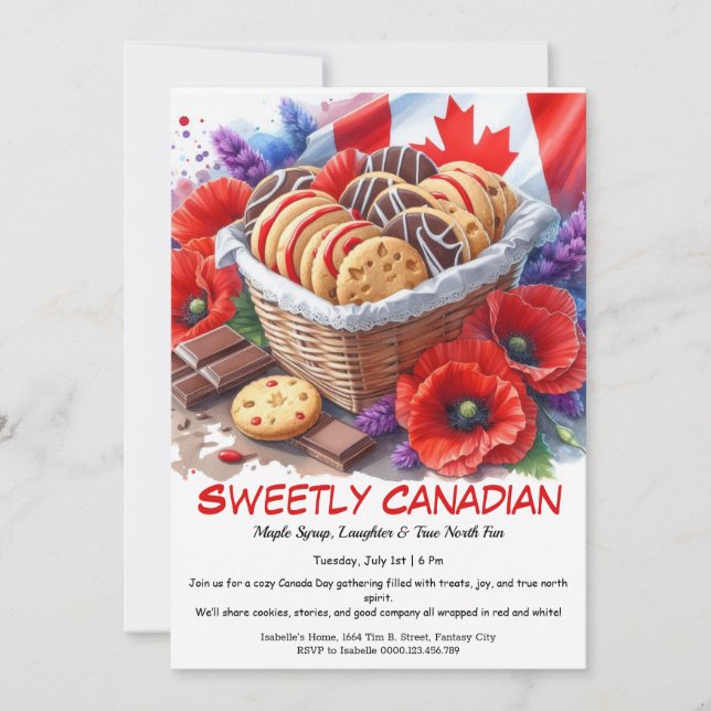 Cookies & Coquelicots Sweetly Canadian Inbjudningar (Framsida)