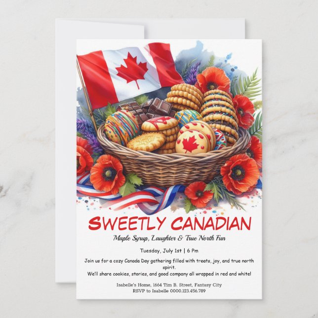 Cookies & Coquelicots Sweetly Canadian Inbjudningar (Framsida)