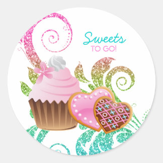 Cookies Cupkaka Bakery Cute Swirl Modern glitter Runt Klistermärke
