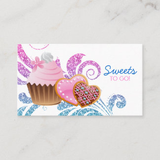 Cookies Cupkaka Bakery Cute Swirl Modern glitter Visitkort