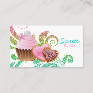 Cookies Cupkaka Bakery Cute Swirl Modern glitter Visitkort