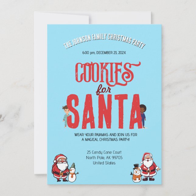 Cookies for Santa Christmas Pajama Baking Party  Inbjudningar (Framsida)