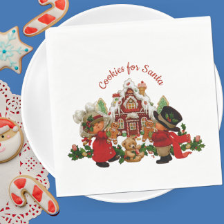 Cookies for Santa Gingerbröd House Papper Napkins Pappersservett