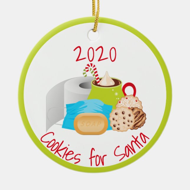 Cookies for Santa Quarantine 2020 Julgransprydnad Keramik (Framsidan)