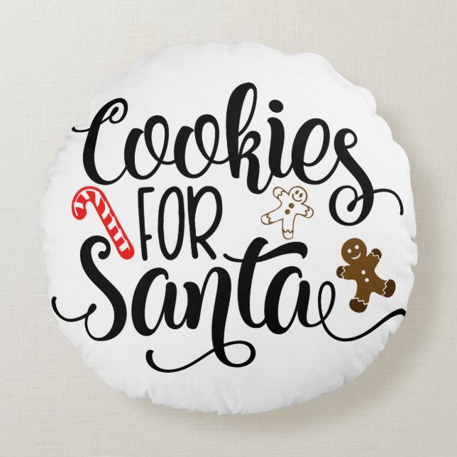 Cookies for Santa Roligt jul Rund Kudde (Framsidan)