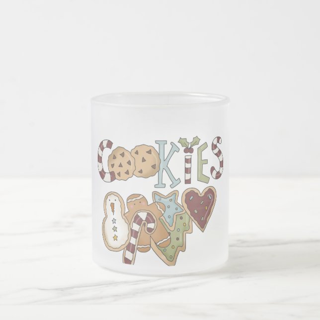 Cookies for Santa Tshirts and Gifts Frostad Glasmugg (Center)