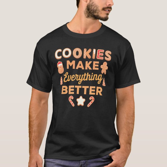 Cookies gör allt citat bättre julsäck t shirt (Framsida)