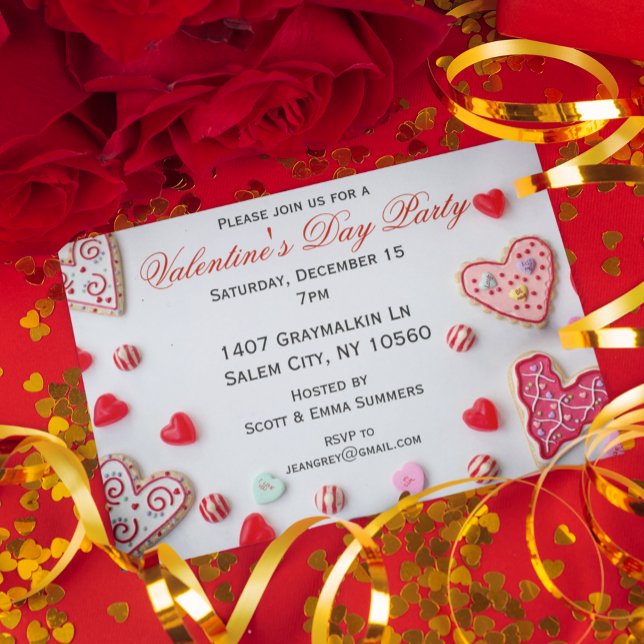Cookies Hearts Sweets Valentine Day Party Inbjudningar (Skapare uppladdad)