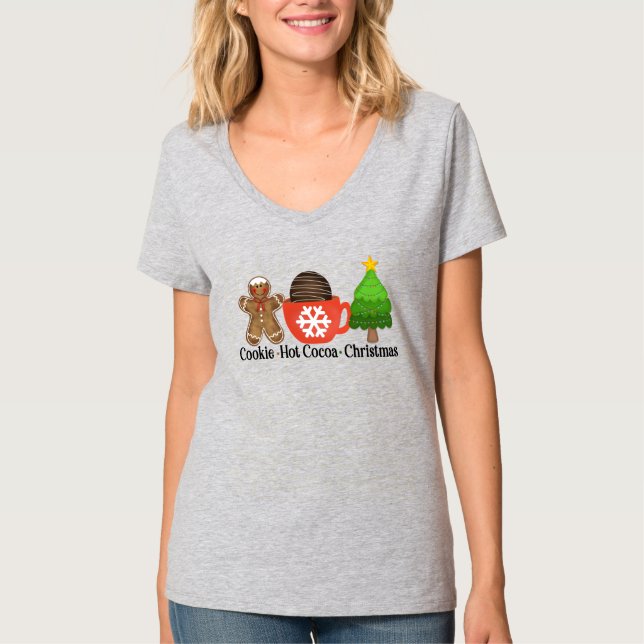 Cookies, Hett Chocolate och jul T Shirt (Framsida)