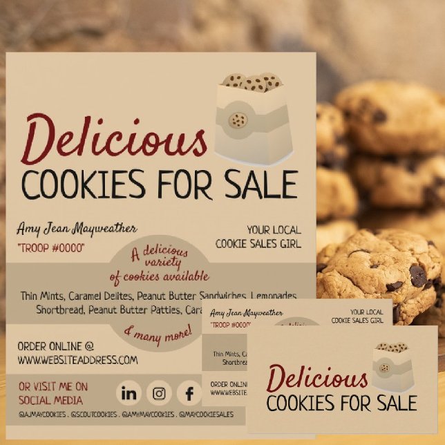 Cookies in Bag, Cookie Sales Fundising Card Visitkort (Skapare uppladdad)