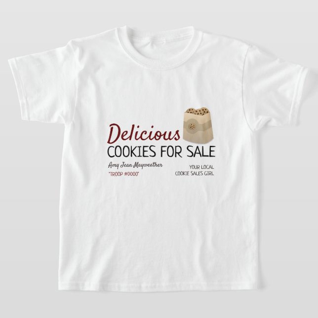 Cookies in Bag, Cookie Sales-säljfinansiering T Shirt (Laydown)
