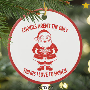 Cookies Joke Retro Stil Naughty Santa Julgransprydnad Keramik