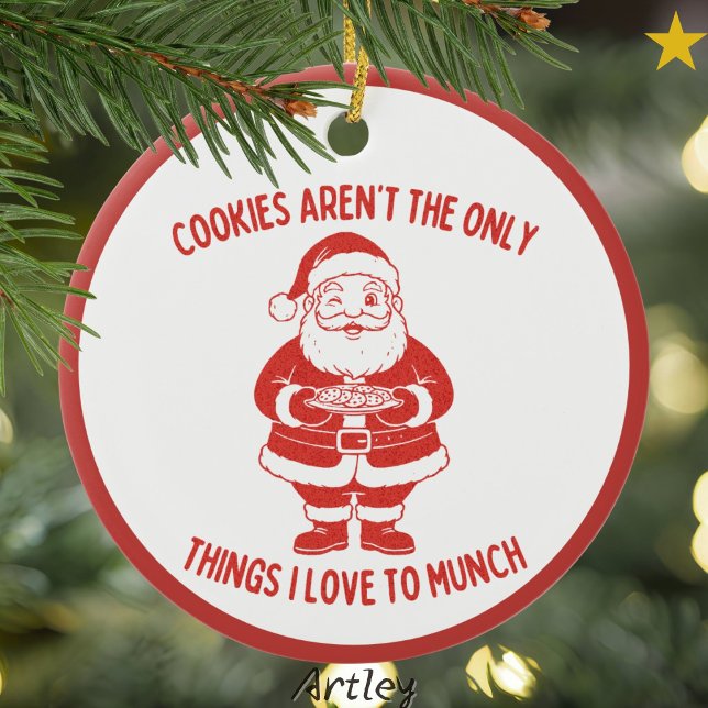 Cookies Joke Retro Stil Naughty Santa Julgransprydnad Keramik (Skapare uppladdad)