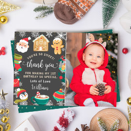 Cookies och Cocoa Gingerbröd Barns födelsedag Phot Tack Kort