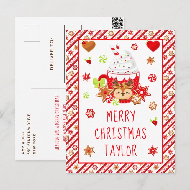 Cookies och Cocoa Red God jul Helg Vykort (Fram/baksida)