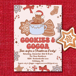 Cookies och Cocoa Retro Groovy jul Party Inbjudningar