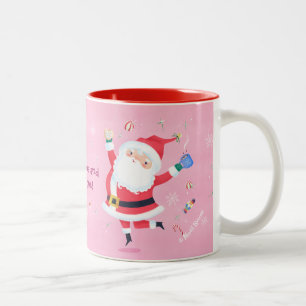 Cookies och Cocoa Time Cute Santa Två-Tonad Mugg