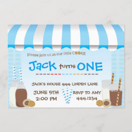 Cookies och Mjölk Boy Födelsedagsfest inbjudan