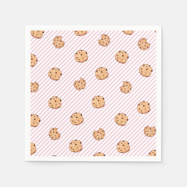 Cookies Rosa rand Födelsedagsfest Pappra Tallrikar Pappersservett (Framsidan)