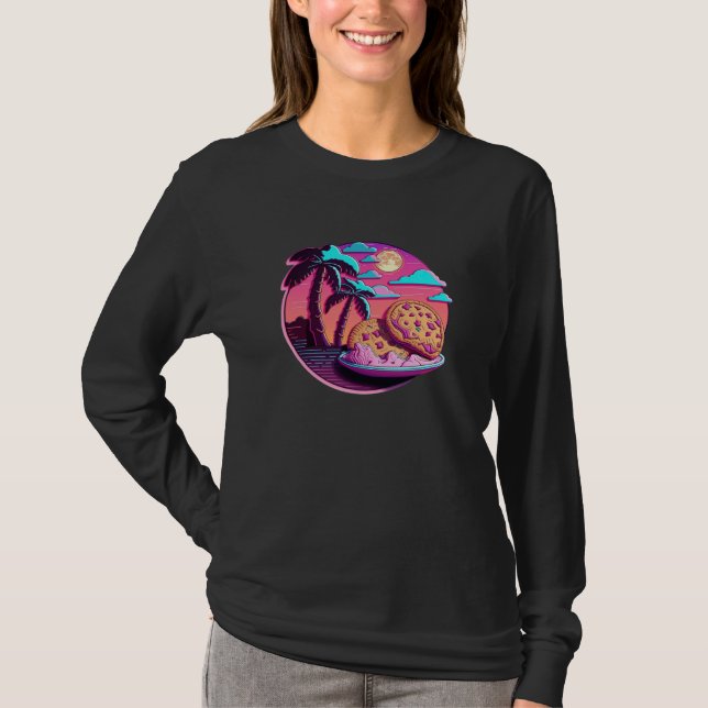 Cookies Synthwave 80s Retrowave Aesthetic T Shirt (Framsida)