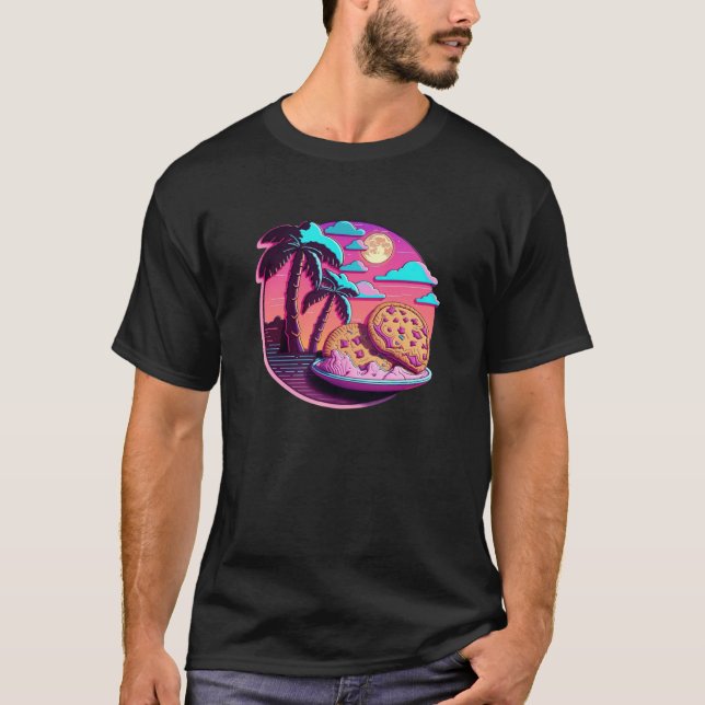 Cookies Synthwave 80s Retrowave Aesthetic T Shirt (Framsida)