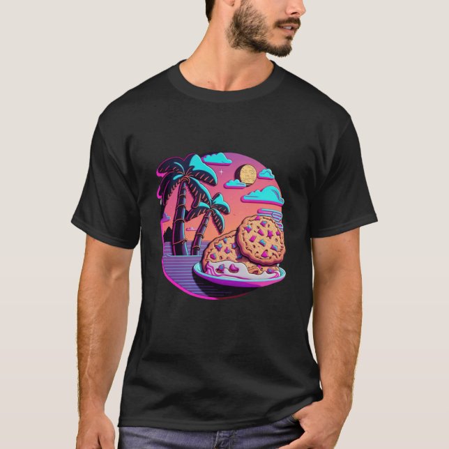 Cookies with Dreamy 80s Retrowave Aesthetic T Shirt (Framsida)