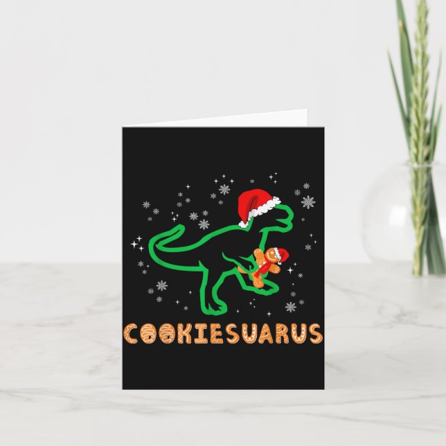 Cookiesaurus Christmas Dinosaur Rex Sugar Cookie  Kort (Framsida)