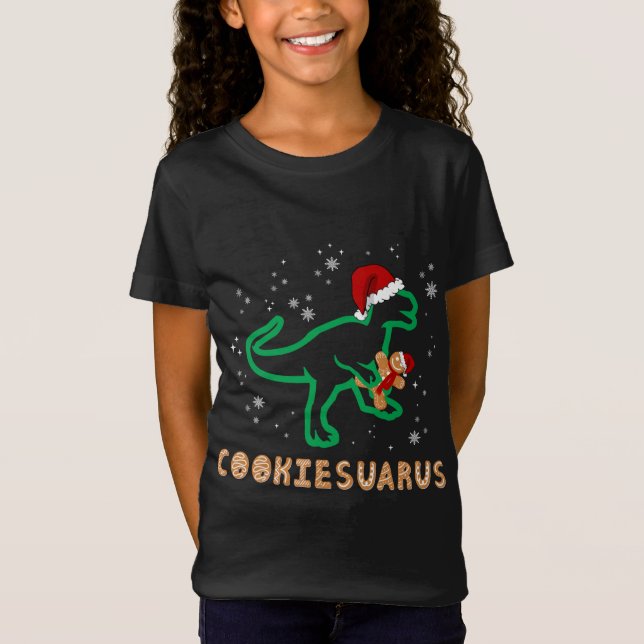 Cookiesaurus jul Dinosaur Rex Sugar Cookie T Shirt (Framsida)